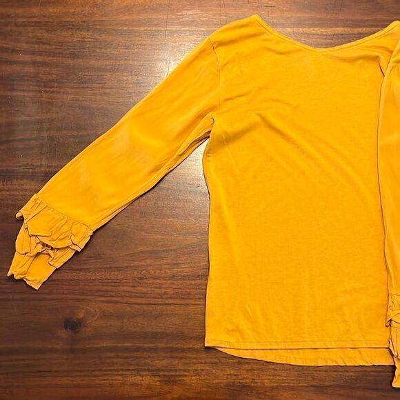Massimo Dutti Marigold Yellow Orange Ruffle Sleeve Blouse US S - Picture 5 of 7